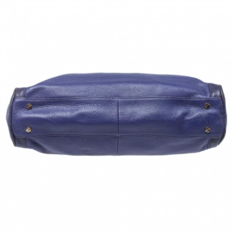 Tory Burch Purple Leather Hannah Tote In Fair Condition For Sale In Dubai, Al Qouz 2
