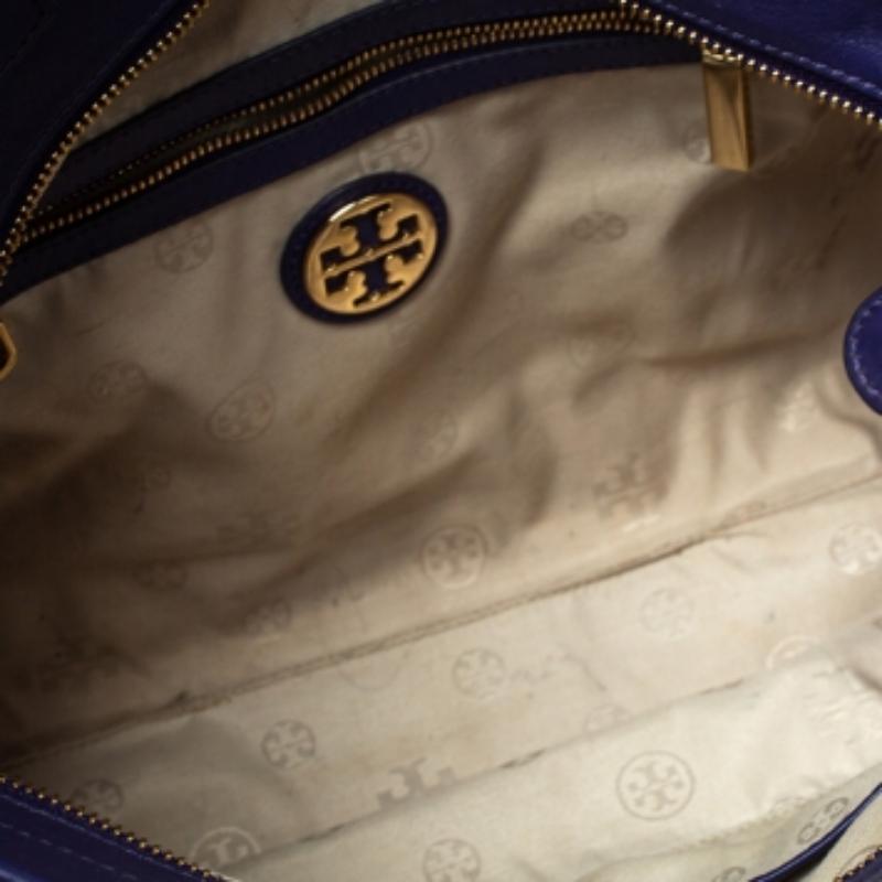 Tory Burch Purple Leather Hannah Tote For Sale 5