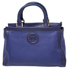 Tory Burch Purple Leather Hannah Tote