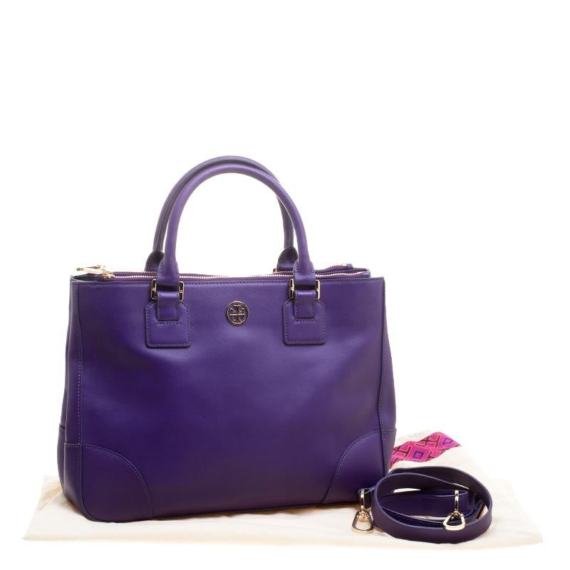 Tory Burch Purple Leather Robinson Tote 4