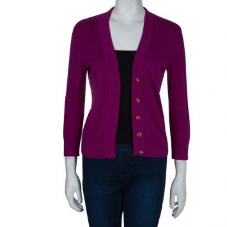 Tory Burch Lila Simone Strickjacke XS im Angebot 5