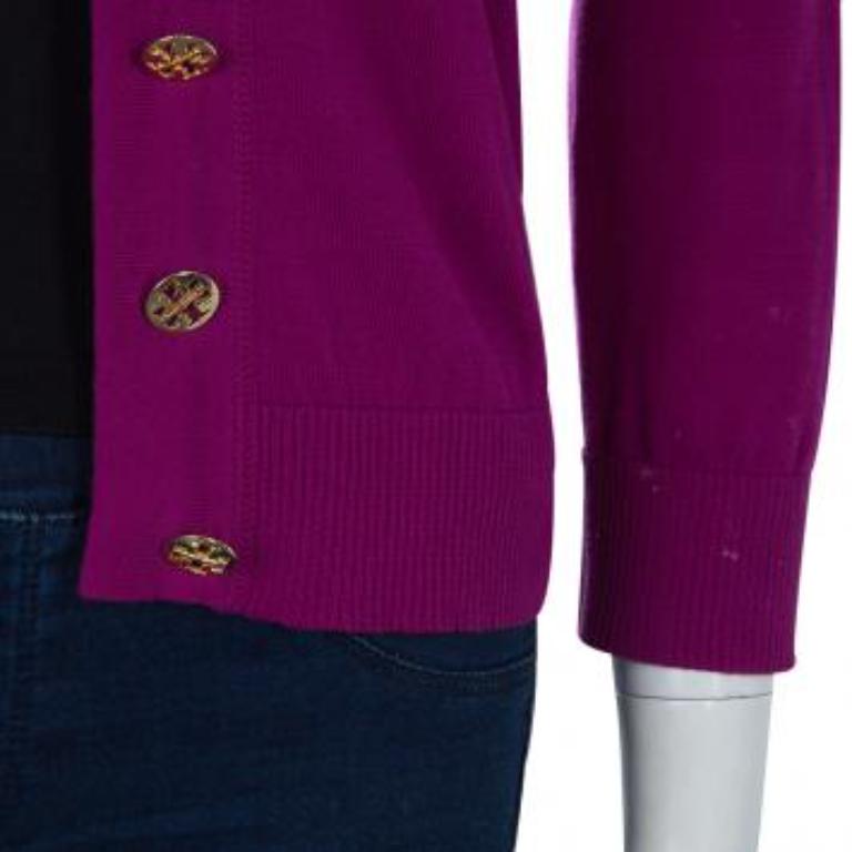 Tory Burch Lila Simone Strickjacke XS im Angebot 2