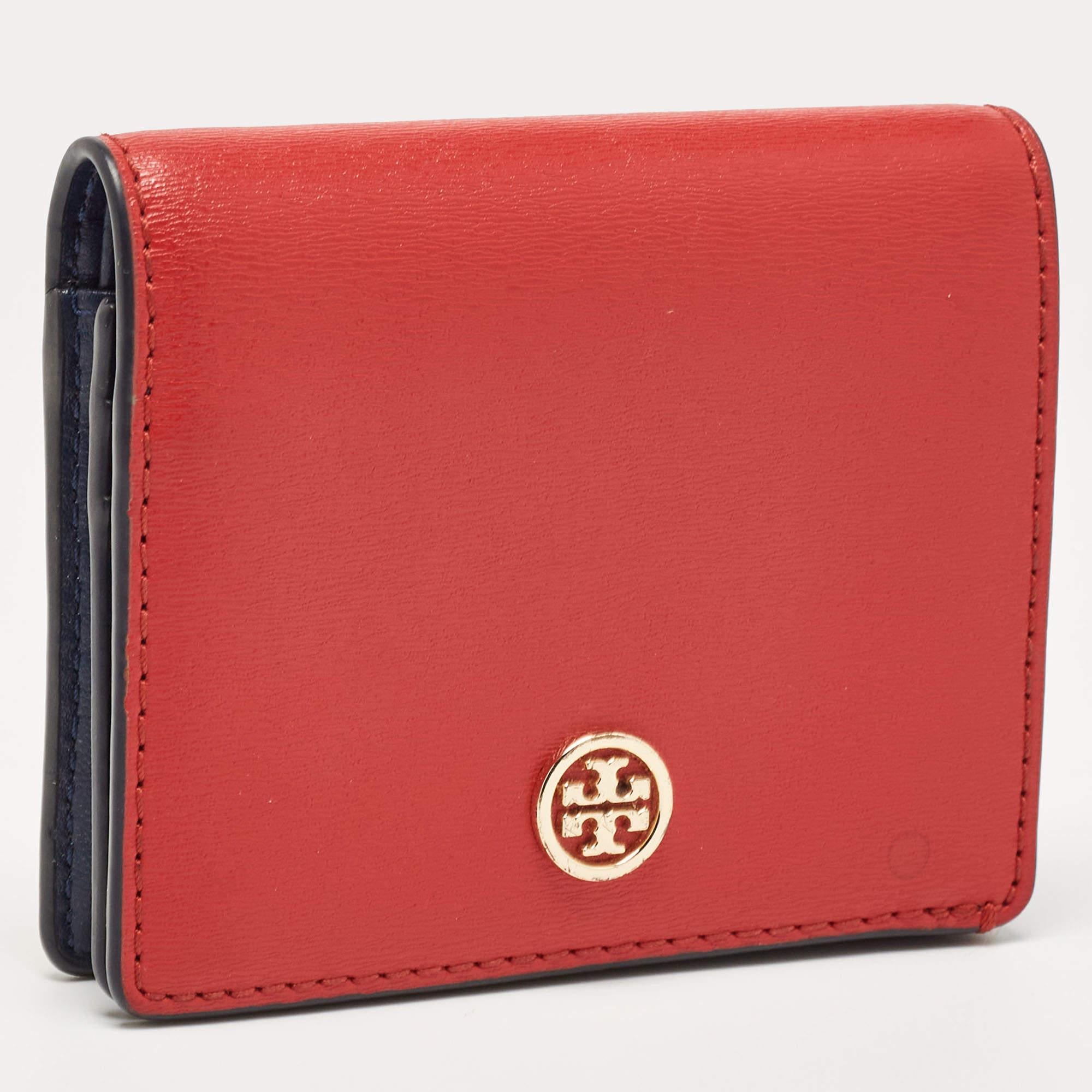 Donna Portafoglio Robinson Bifold in pelle rossa/blu di Tory Burch in vendita