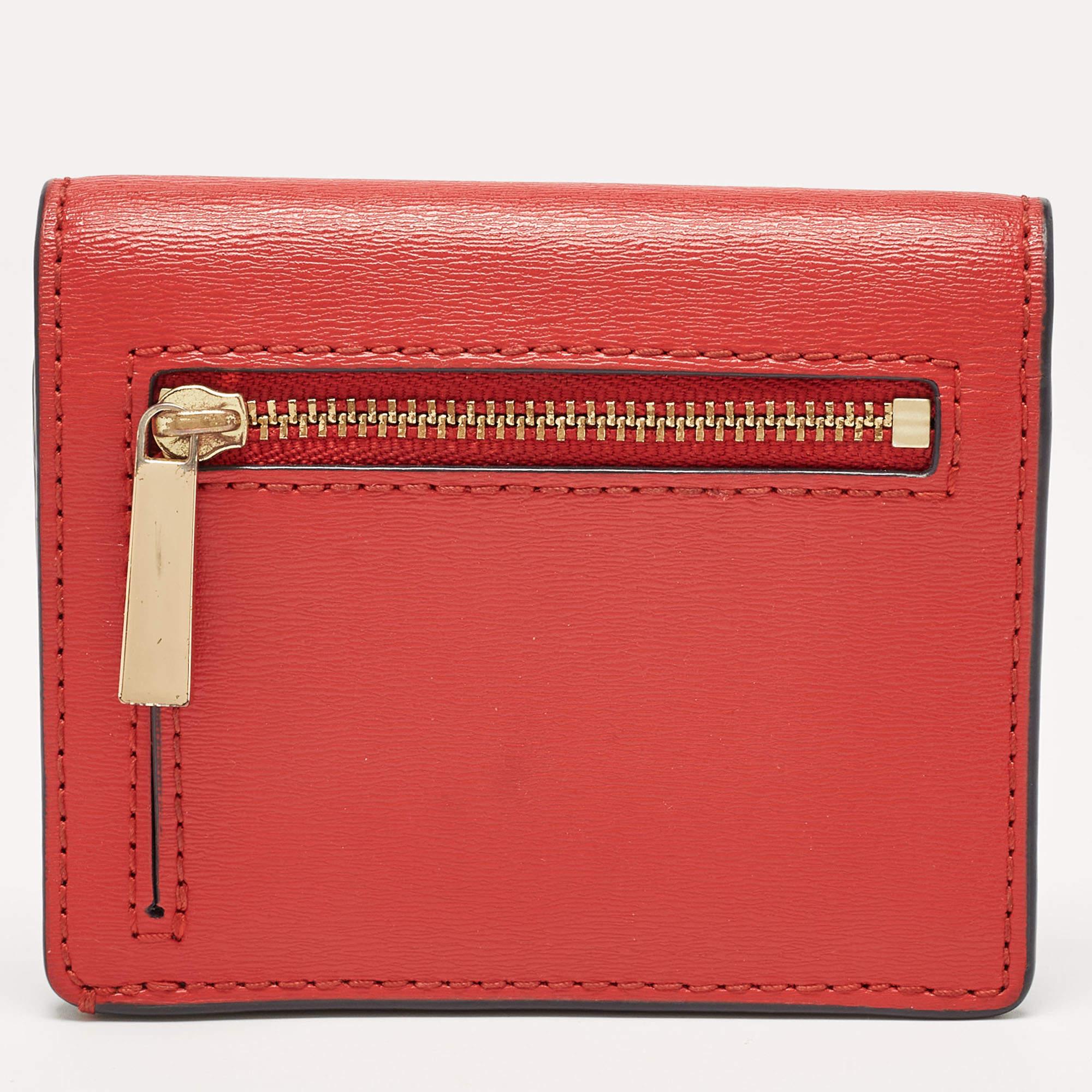 Portafoglio Robinson Bifold in pelle rossa/blu di Tory Burch in vendita 1