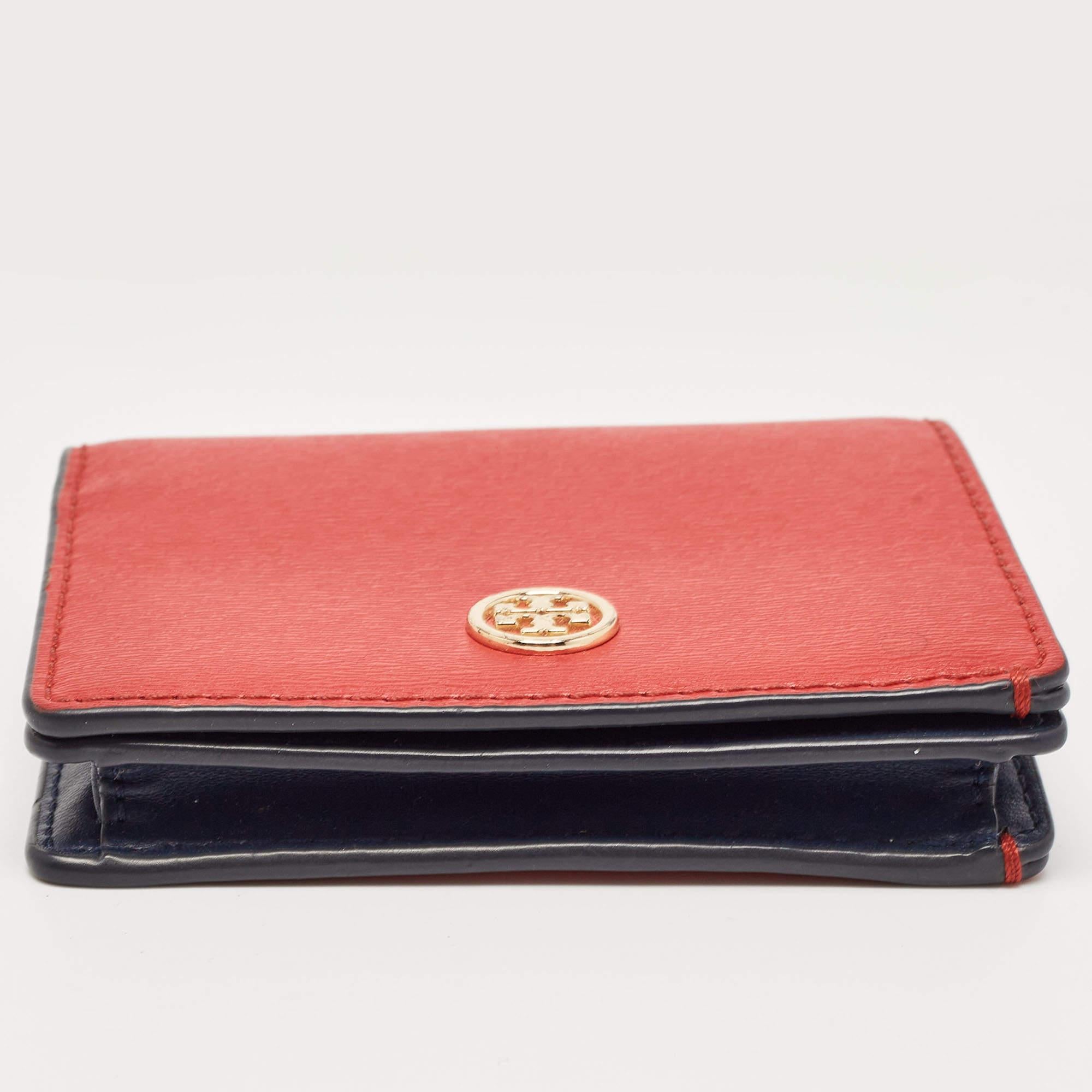Portafoglio Robinson Bifold in pelle rossa/blu di Tory Burch in vendita 3