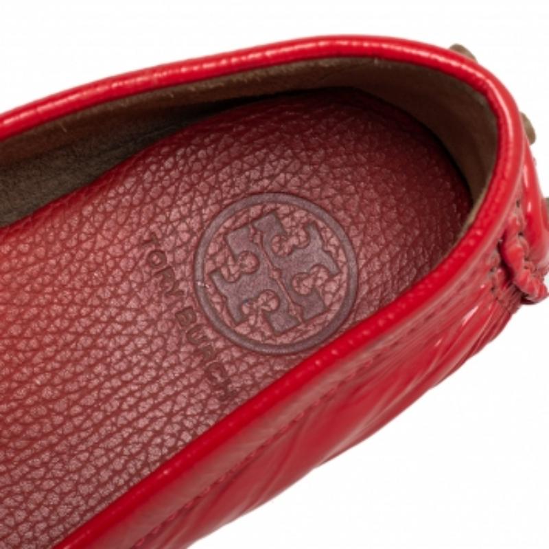 Tory Burch Red Crinkled Patent Leather Driving Loafers Size 40 1
