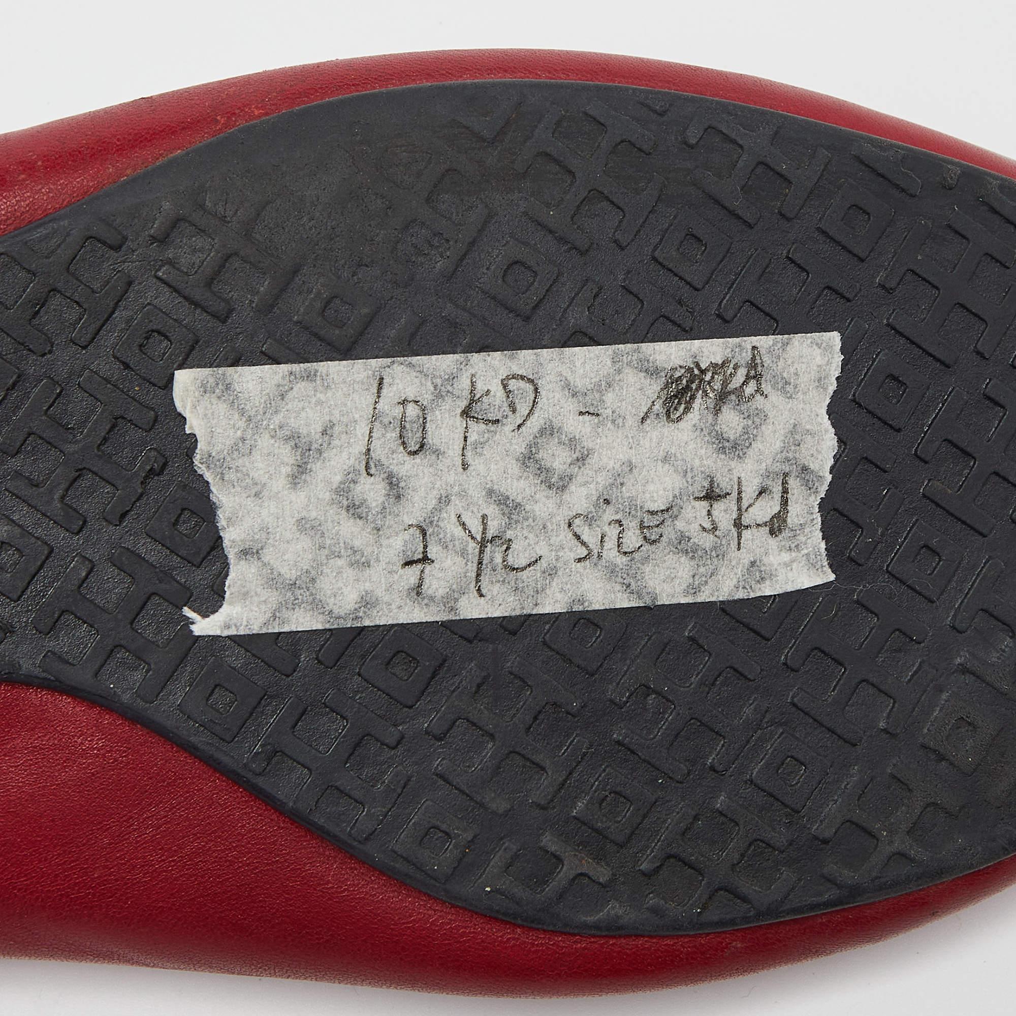 Tory Burch Red Leather Ballet Flats Size 37.5 For Sale 3