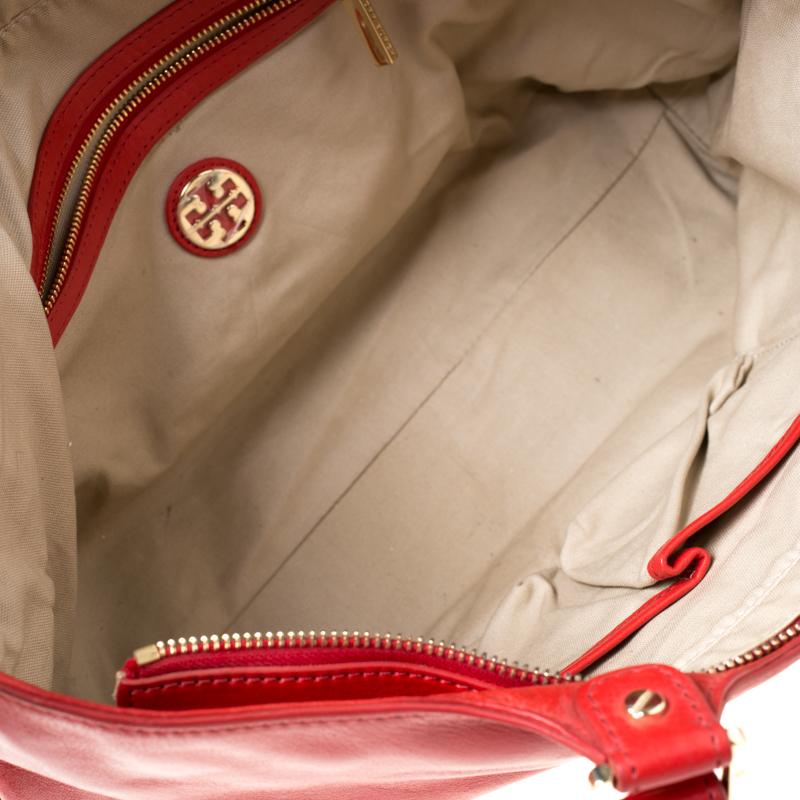 Women's Tory Burch Red Leather Bombe Tote