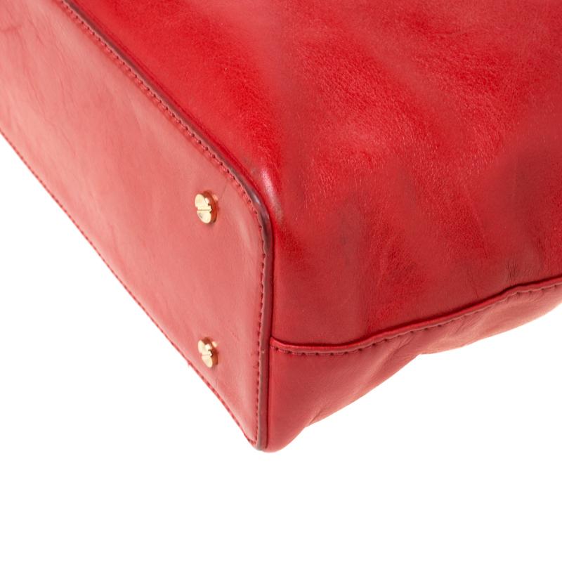 Tory Burch Red Leather Bombe Tote 2