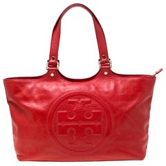 Tory Burch Red Leather Bombe Tote