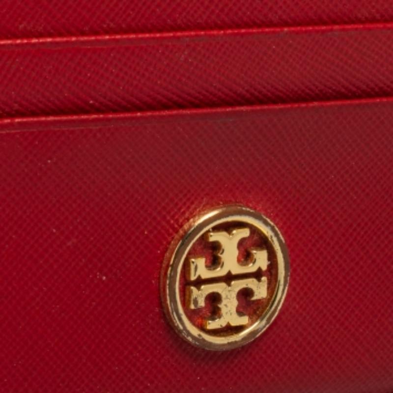 Tory Burch Red Leather Robinson Card Holder For Sale 1