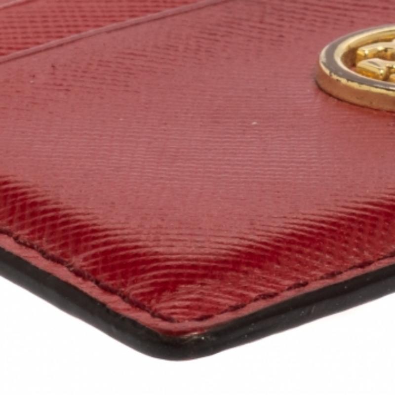 Tory Burch Red Leather Robinson Card Holder For Sale 5