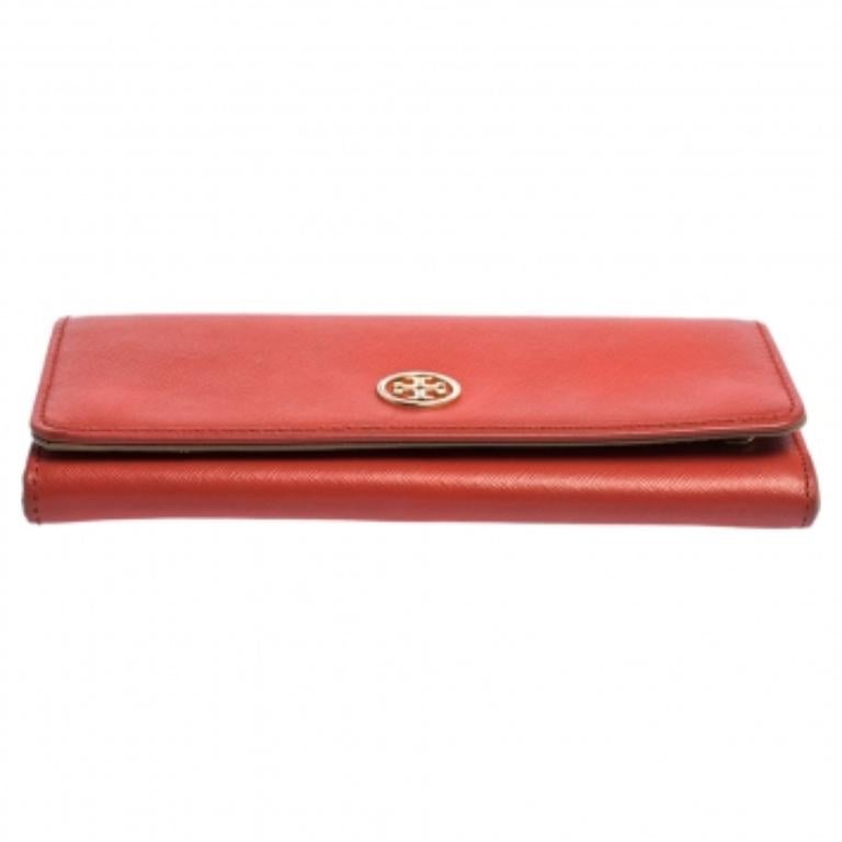 Tory Burch Red Leather Robinson Flap Continental Wallet For Sale 1