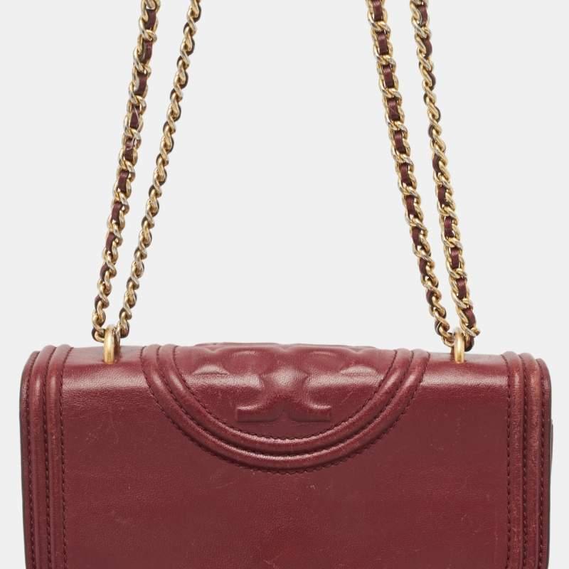 Tory Burch Red Leather Small Fleming Shoulder Bag For Sale 3