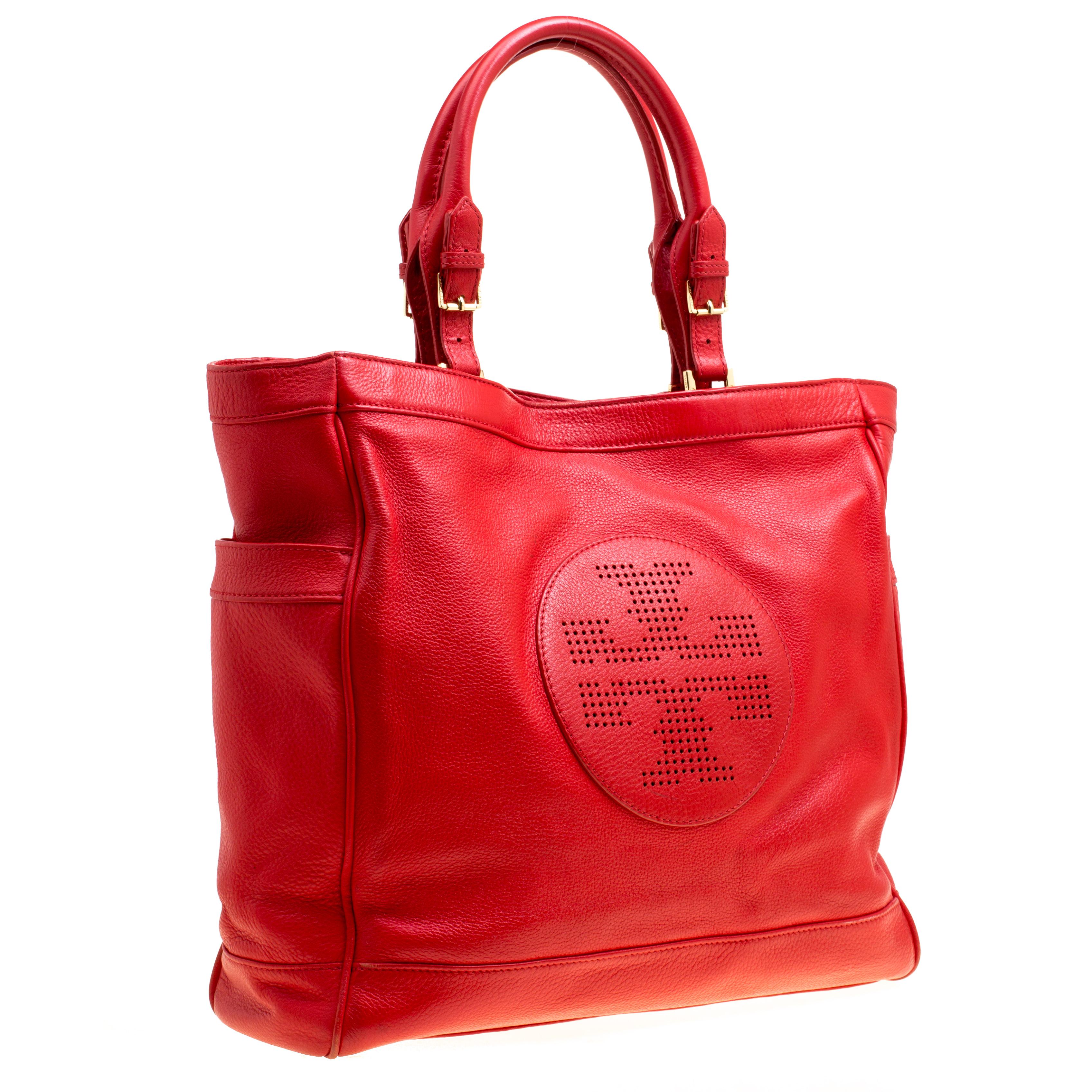 Tory Burch Red Leather Tote 2