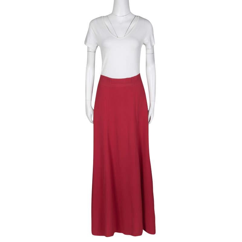 Tory Burch Red Madyn Crepe A Line Maxi Skirt S In Good Condition For Sale In Dubai, Al Qouz 2