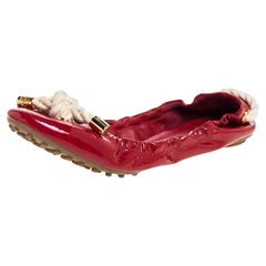 Tory Burch Red Patent Leather Scrunch Ballet Flats Size 38.5