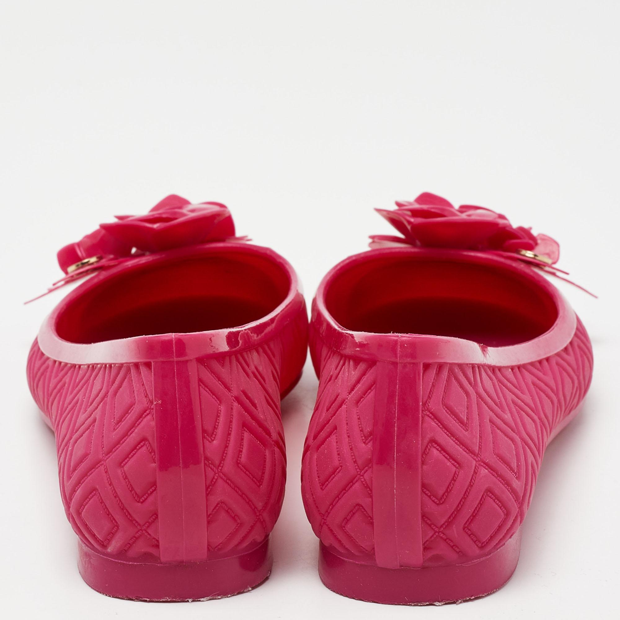 Tory Burch - Ballerines à nœud en caoutchouc rouge, taille 35 Pour femmes en vente