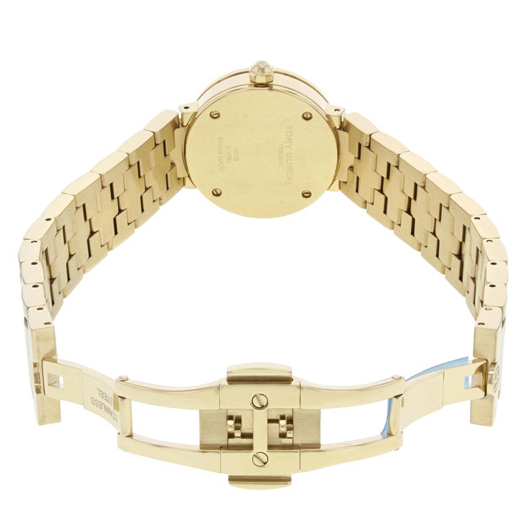 Tory Burch Riva Gold Dial Gold Steel Strap Watch for Women - TBW4029