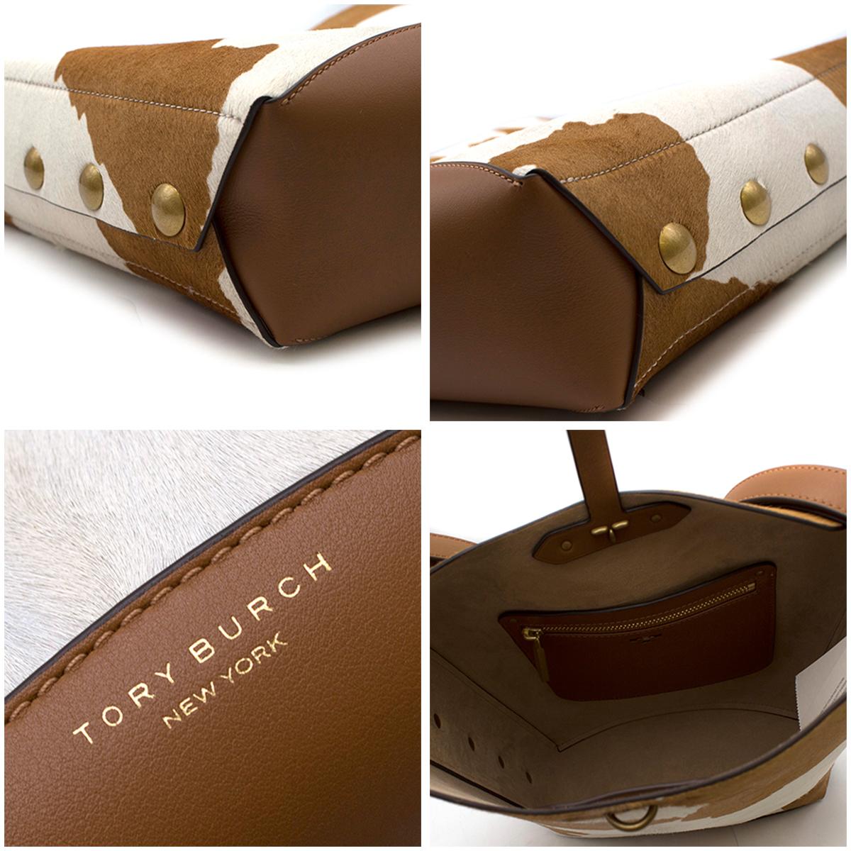 Brown Tory Burch Rowan Calf Hair Bucket Bag - Current Season One Size