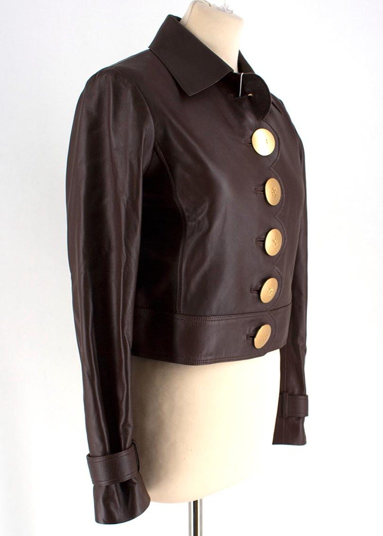 Tory Burch Scalloped Leather Jacket - Current Season SIZE XS For Sale ...