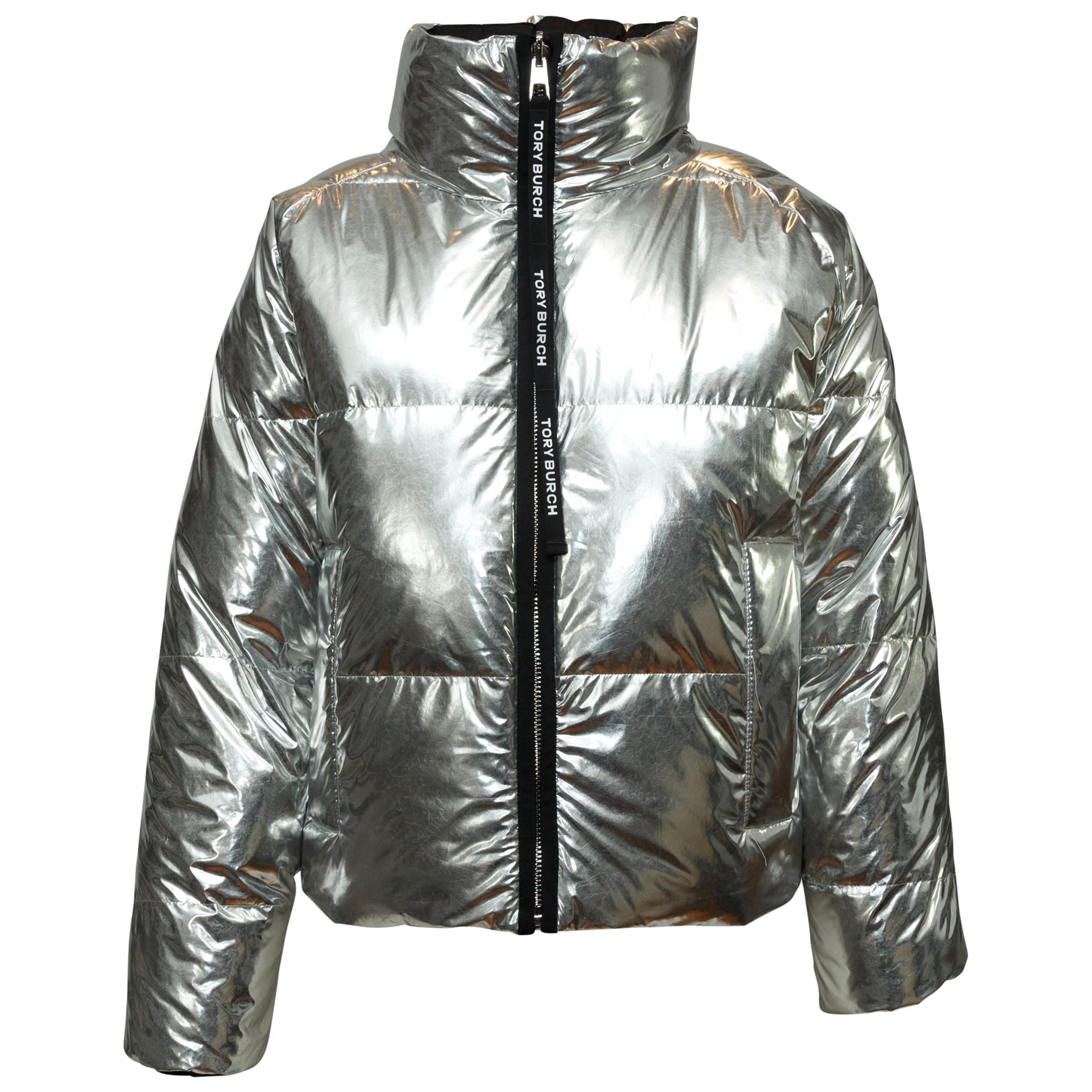 Tory Burch Silver and Black Reversible Puffer Jacket at 1stDibs | tory burch  reversible jacket, tory burch puffer jacket