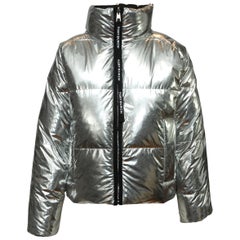 Tory Burch Silver & Black Reversible Puffer Jacket