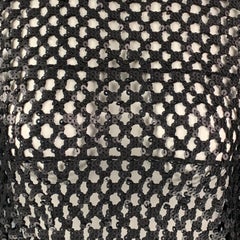 TORY BURCH Maglione a girocollo in rete nera con paillettes, taglia XS