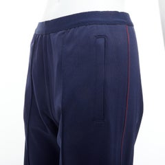 TORY BURCH SPORT marineblaue weite Hose mit bordeauxfarbenem Rand S