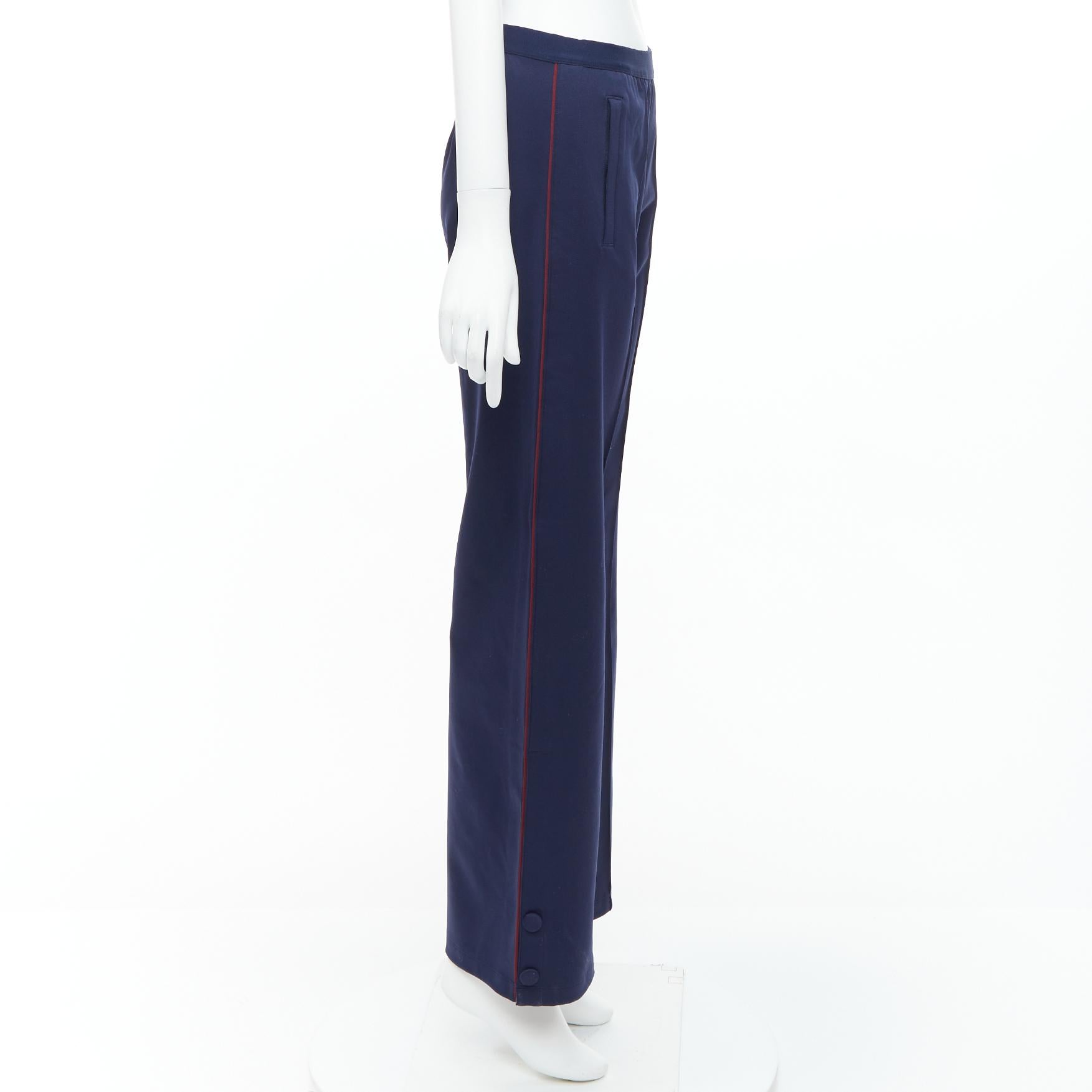 TORY BURCH SPORT navy burgundy trim wide cropped pants S In Excellent Condition For Sale In Hong Kong, NT
