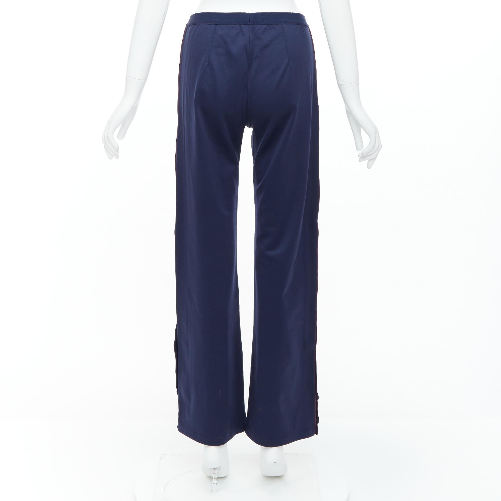 Women's TORY BURCH SPORT navy burgundy trim wide cropped pants S For Sale
