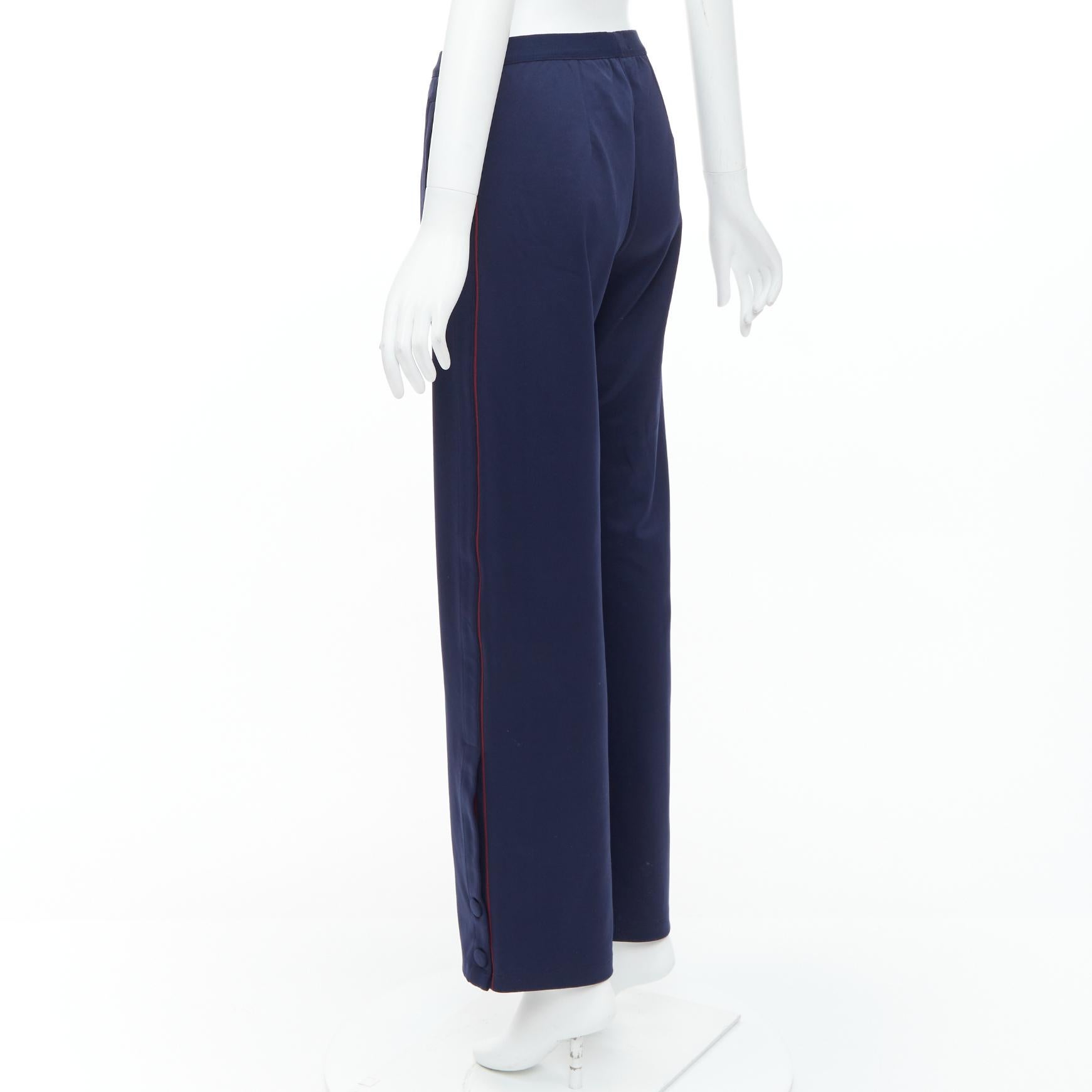 TORY BURCH SPORT navy burgundy trim wide cropped pants S For Sale 1
