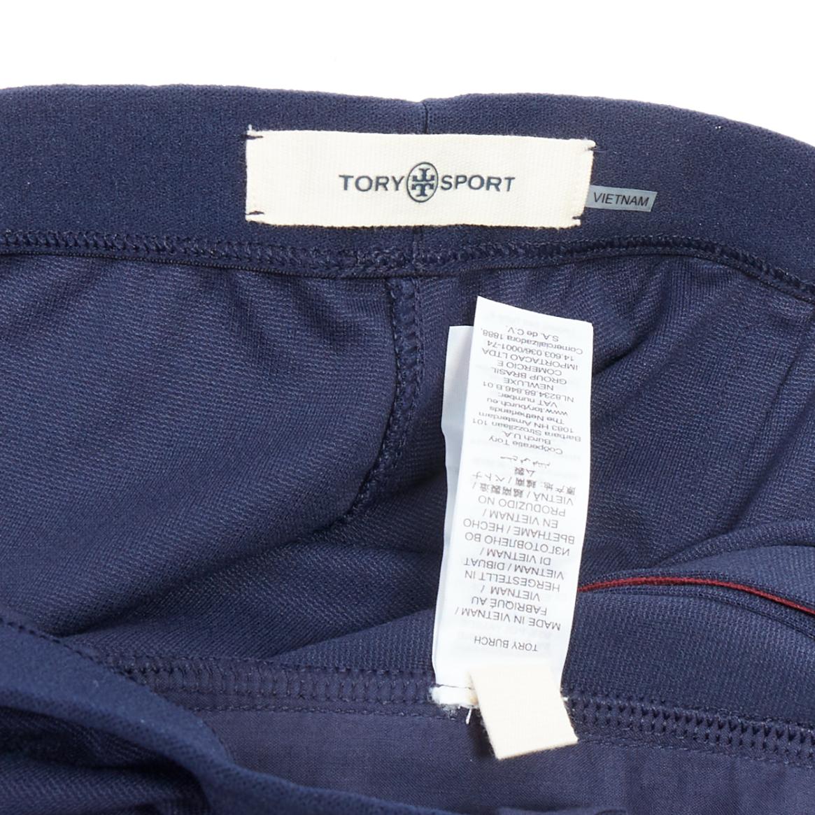 TORY BURCH SPORT navy burgundy trim wide cropped pants S For Sale 3