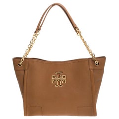 Tory Burch Tan Leather Small Britten Slouchy Tote