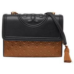 Tory Burch Tri Color Quilted Leather Color Block Fleming Shoulder Bag