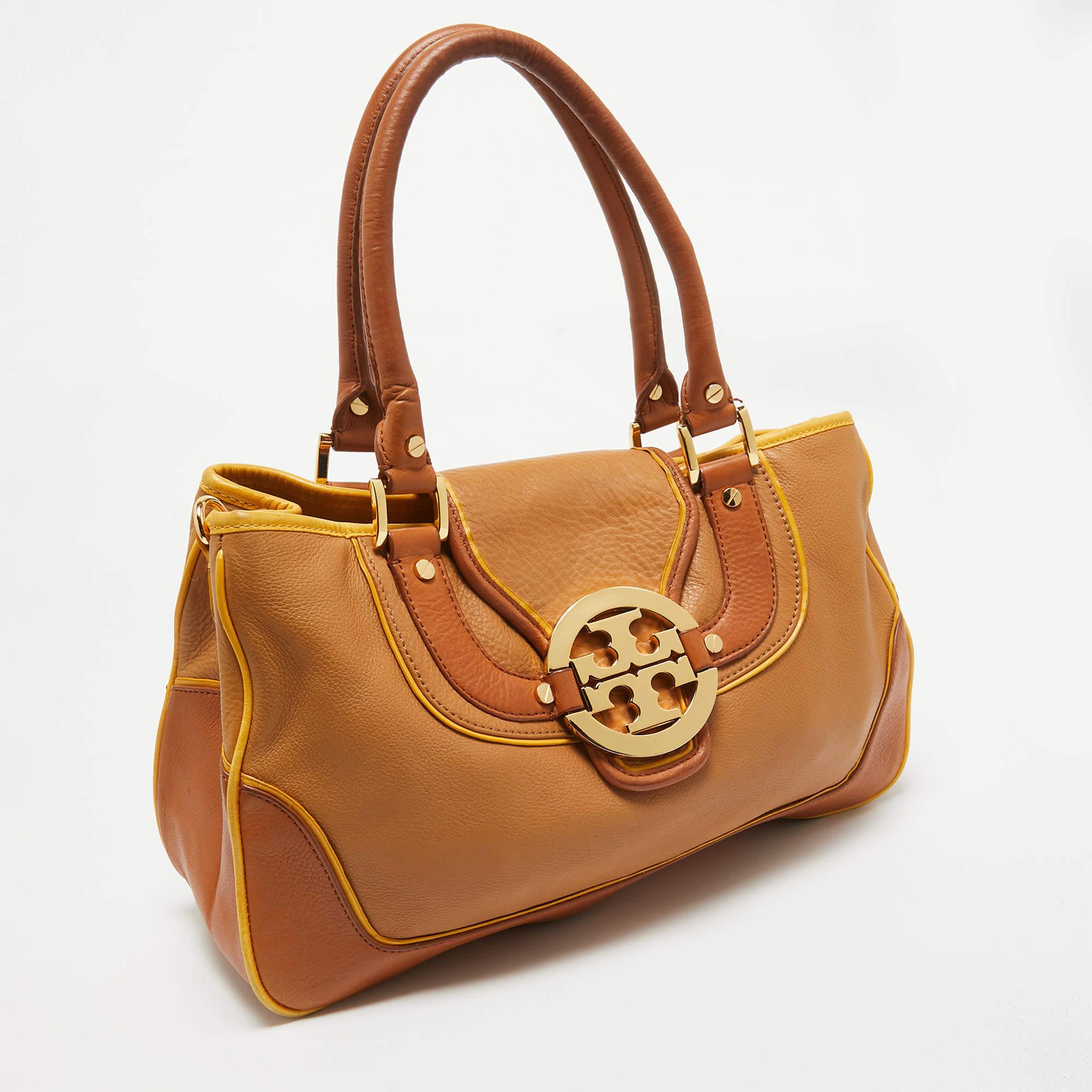 Brown Tory Burch Tricolor Leather Amanda Tote
