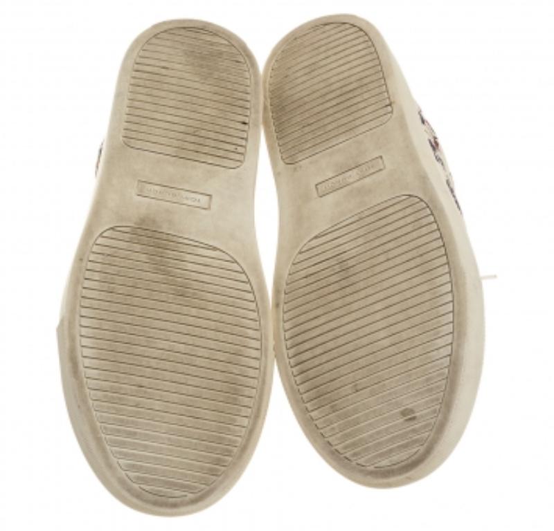 Tory Burch White Floral Print Leather Amalia Low Top Sneakers Size 39.5 For Sale 3