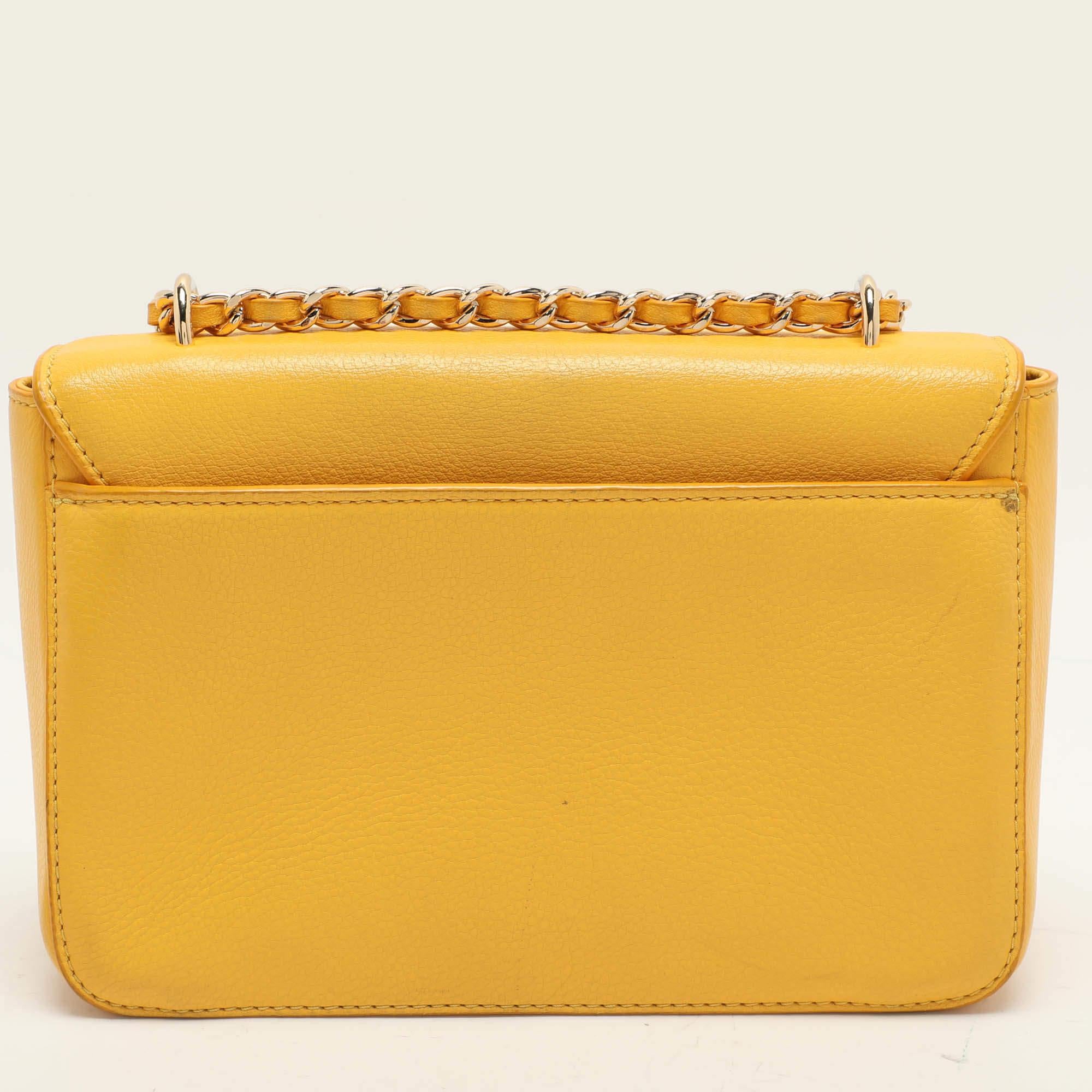 Women's Tory Burch Yellow Leather Britten Shoulder Bag