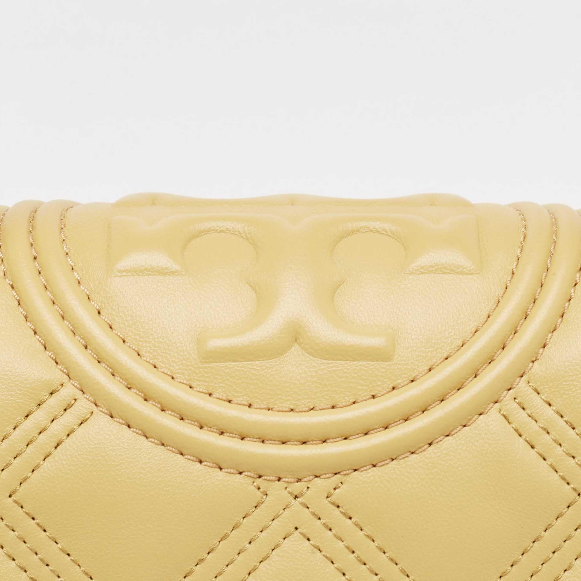 Women's Tory Burch Yellow Leather Fleming Shoulder Bag For Sale