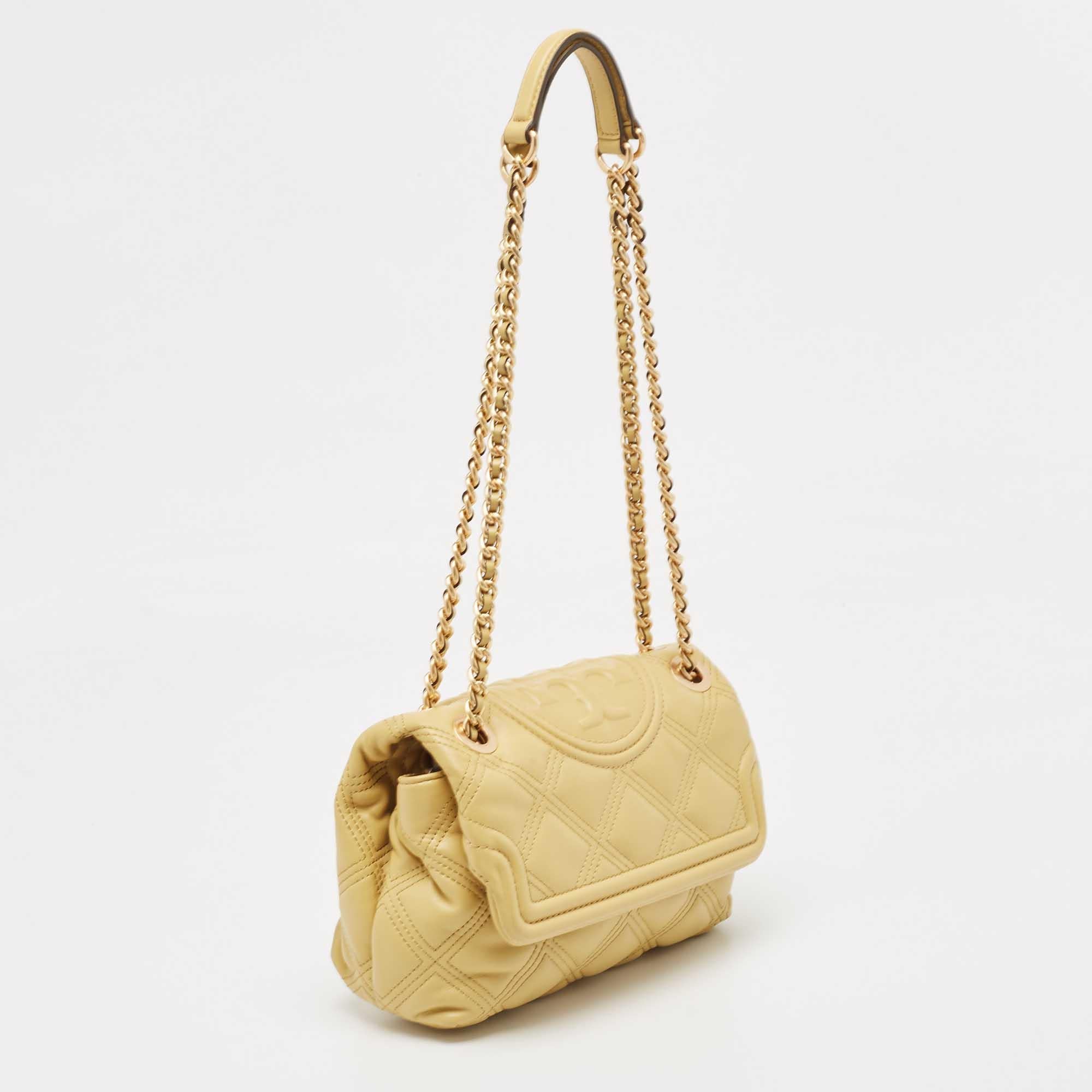 Tory Burch Yellow Leather Fleming Shoulder Bag For Sale 1