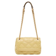 Tory Burch Yellow Leather Fleming Shoulder Bag