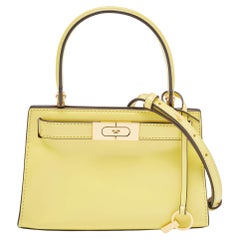 Tory Burch Yellow Leather Petite Lee Radziwill Top Handle Bag