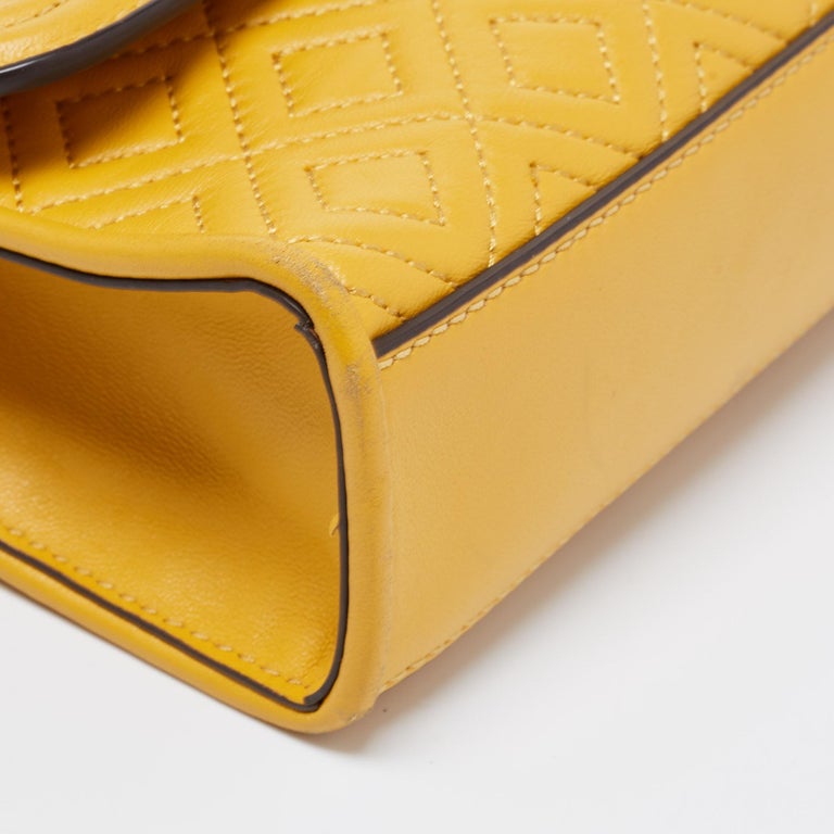 Tory Burch Yellow Leather Small Fleming Crossbody Bag For Sale at 1stDibs