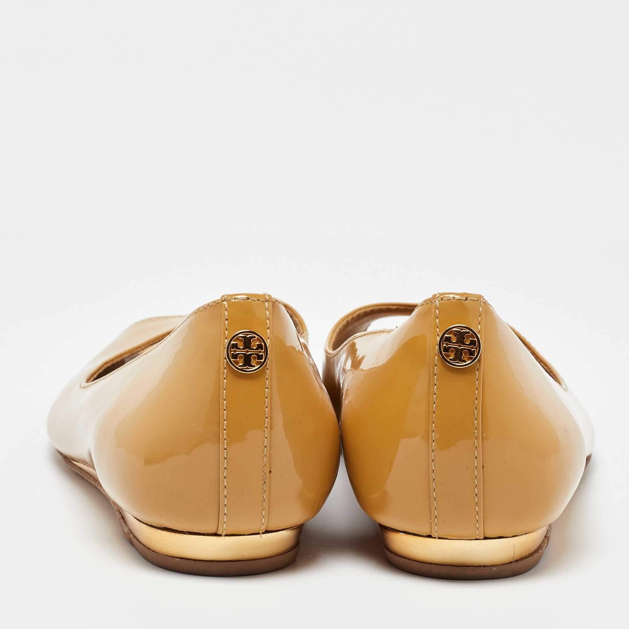 Tory Burch Yellow Patent Leather Ballet Flats Size 36 For Sale 1
