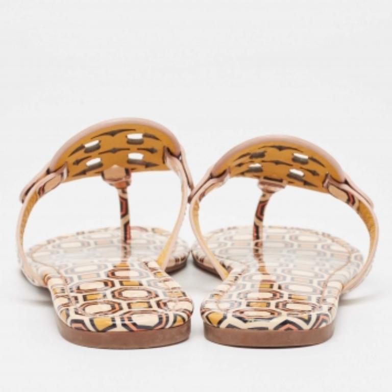 Women's Tory Burch Yellow Patent Thong Flat Slides Size 39 For Sale