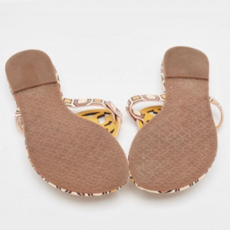 Tory Burch Yellow Patent Thong Flat Slides Size 39 For Sale 1