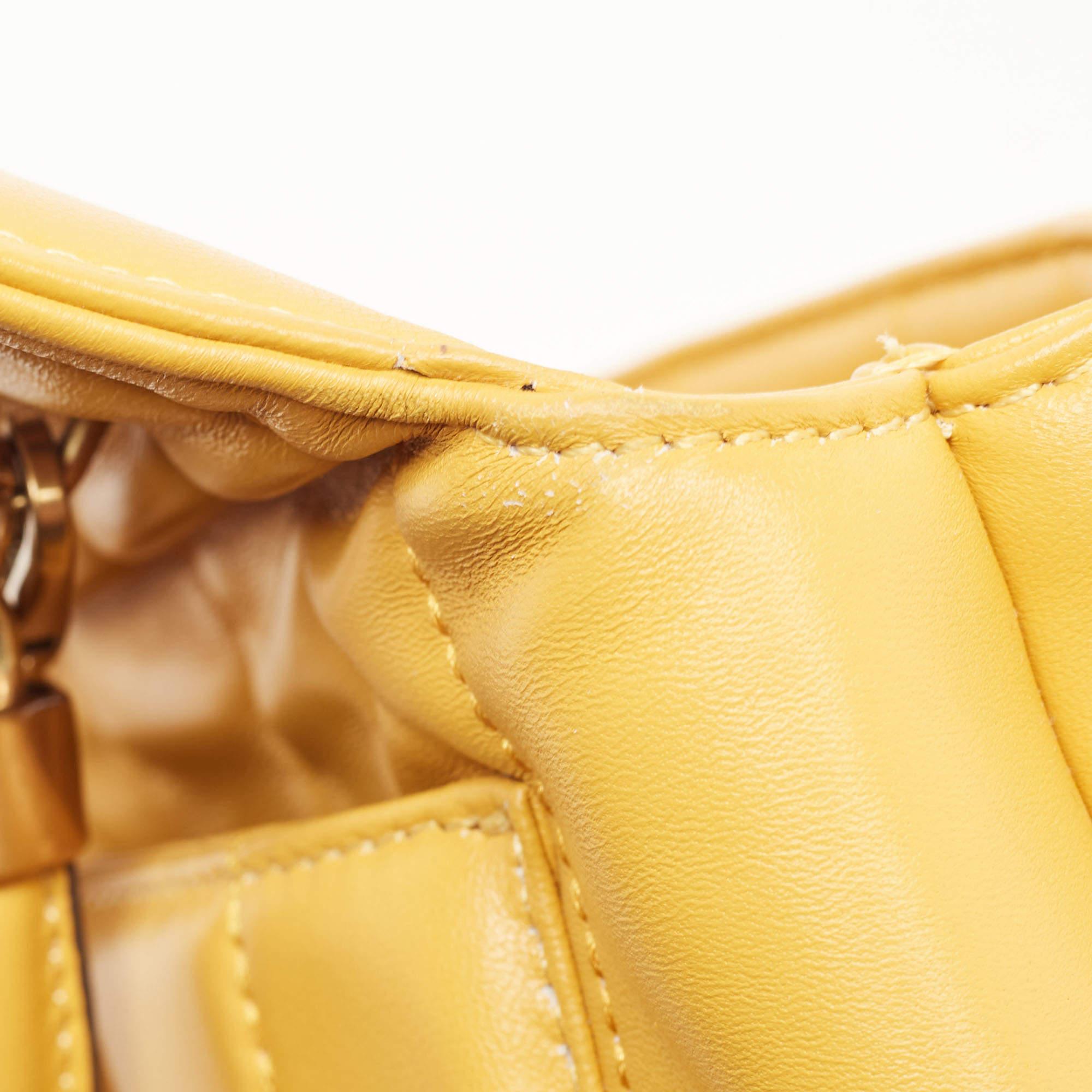 Tory Burch Yellow Quilted Leather Kira Top Handle Bag 6