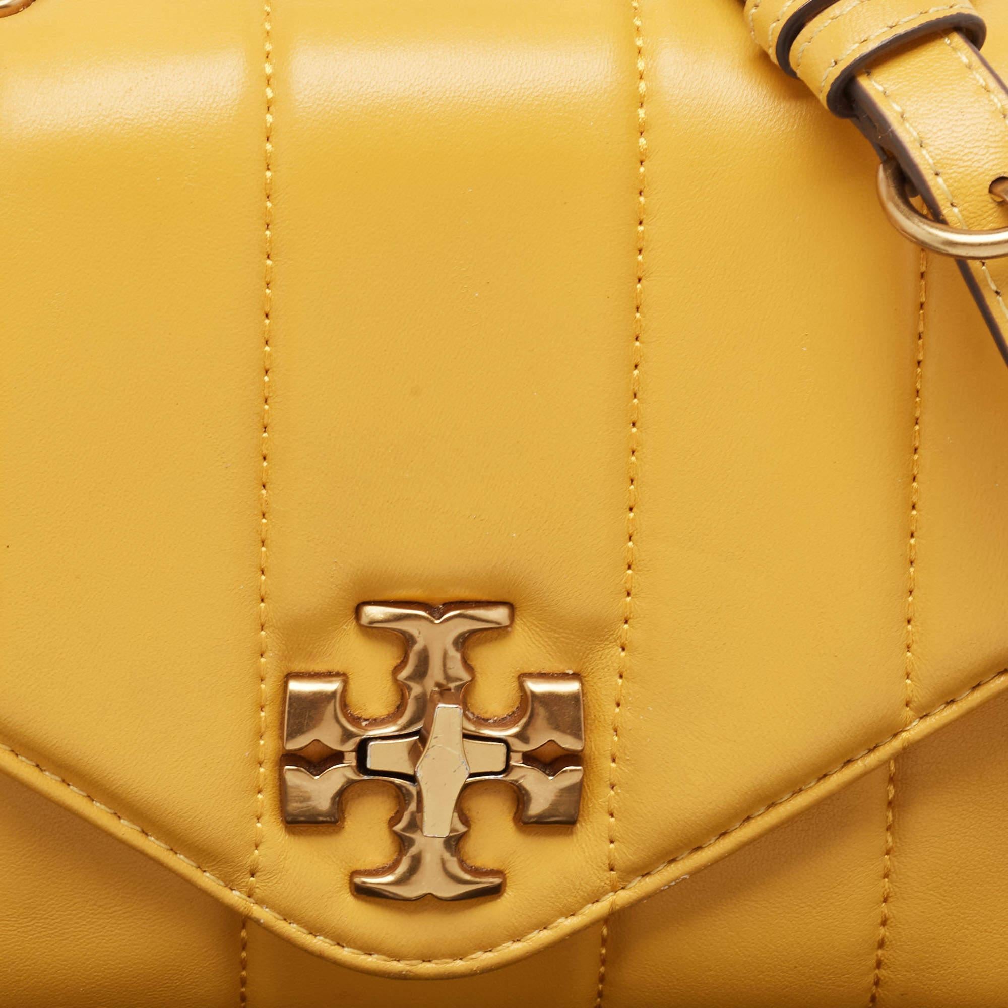 Tory Burch Yellow Quilted Leather Kira Top Handle Bag 1