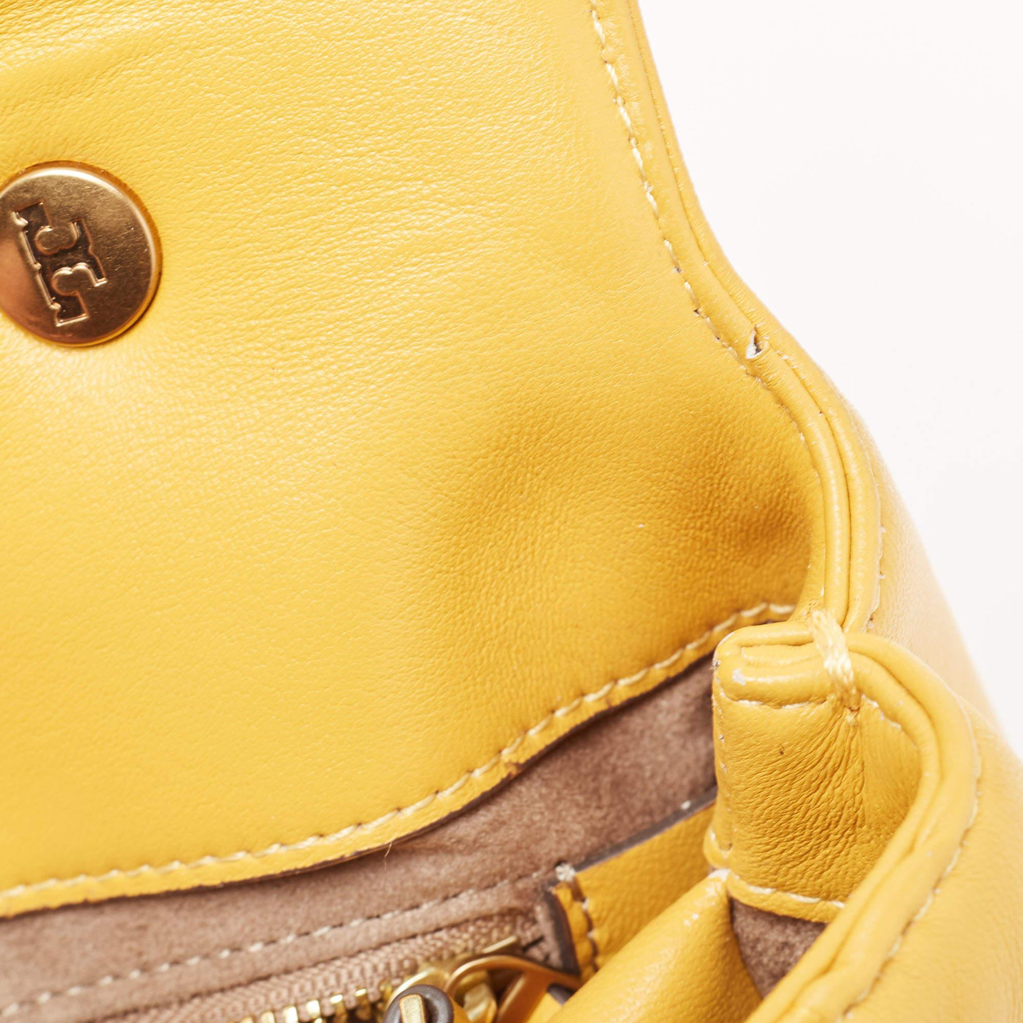 Tory Burch Yellow Quilted Leather Kira Top Handle Bag 3