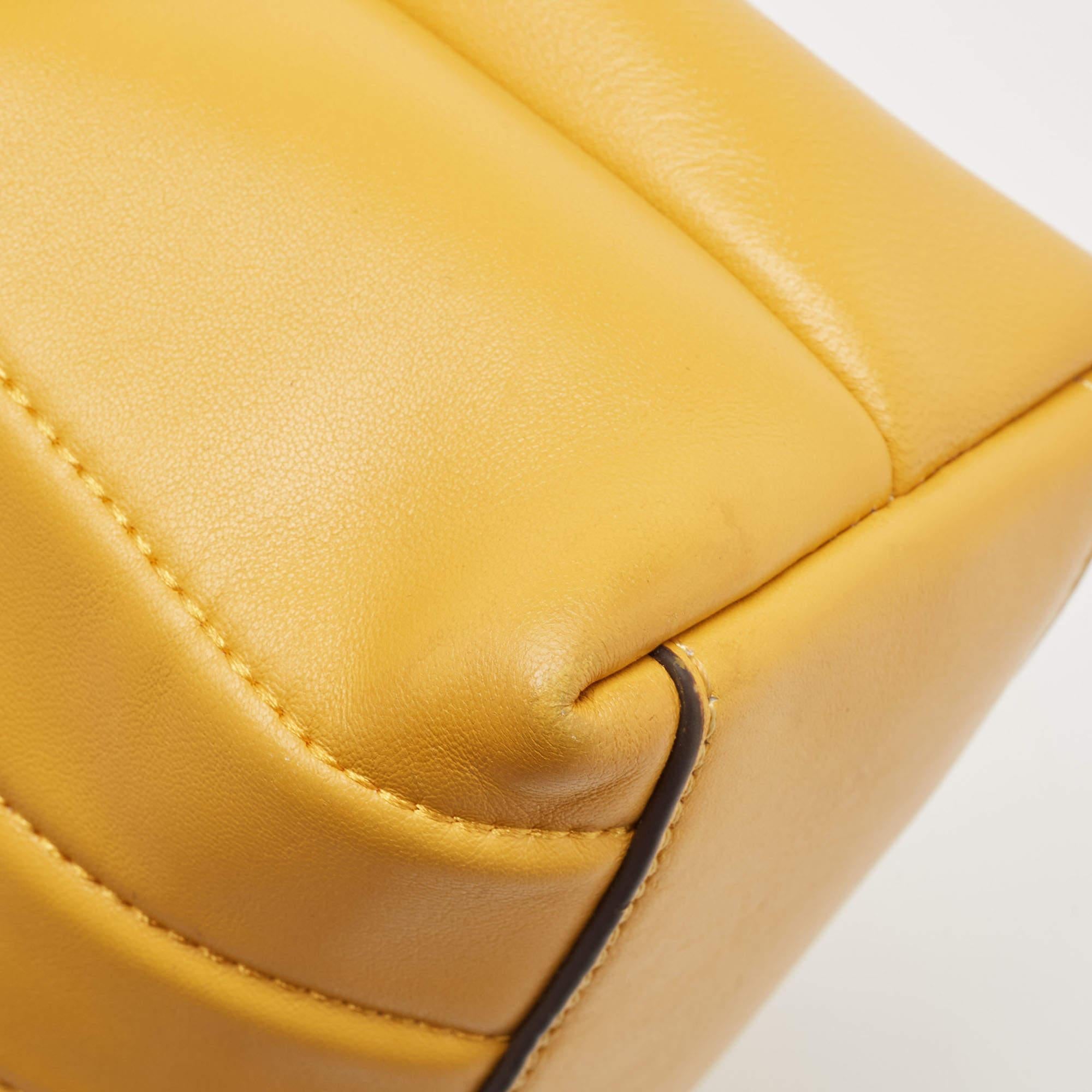 Tory Burch Yellow Quilted Leather Kira Top Handle Bag 5